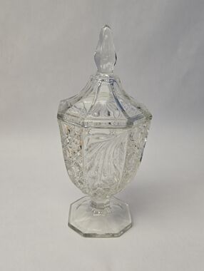 Vintage L.E. Smith Glass Covered Candy Dish With Fruit Motif